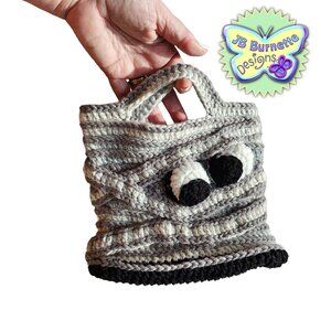Handmade Crochet Mummy Handbag, Handcrafted Halloween Accessory Bag, Fall Purse